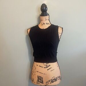 NWT Blanc Noir Womens Open Knit Pullover Infinity Crop Tank Top Black‎ Medium
